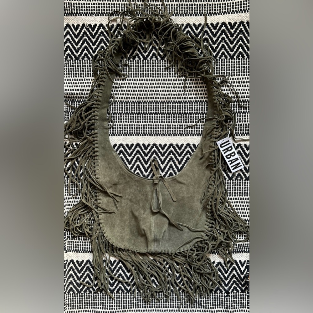 Silence + Noise Suede Fringe Hobo Sling Bag - Picture 5 of 8